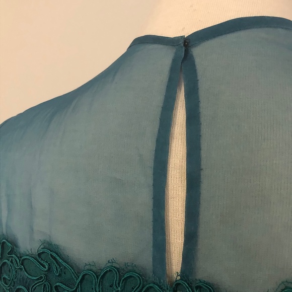 Vintage Custom-Made Emerald Lace/Organza Dress - Picture 5 of 8